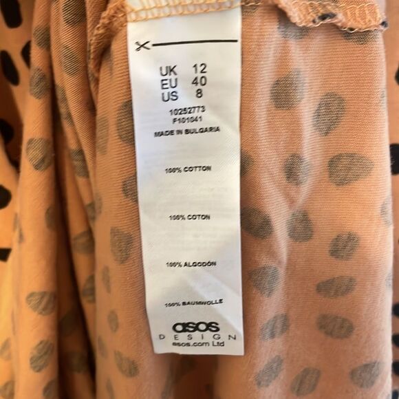 ASOS Design Gathered Neck Midi Dress in Leopard Print Size 8 - Picture 7 of 9